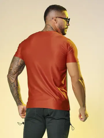 Camiseta Masculina Gola V Com Recorte E Estampa Em Relevo Pit Bull Jeans Luxo