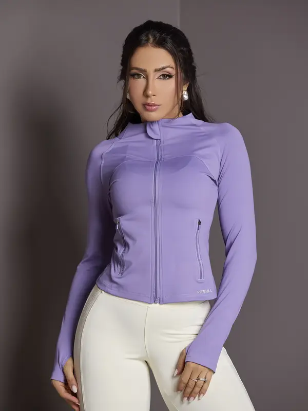 Jaqueta Fitness Feminina Com Zíper E Bolsos Pit Bull Jeans