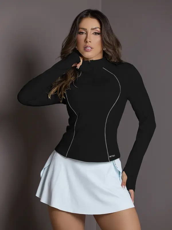 Jaqueta Fitness Feminina Com Recortes Contrastantes Pit Bull Jeans