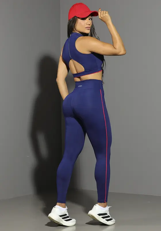 Conjunto Calça E Top Fitness Feminino Com Zíper Pit Bull Jeans