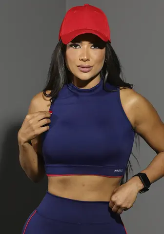 Conjunto Calça E Top Fitness Feminino Com Zíper Pit Bull Jeans