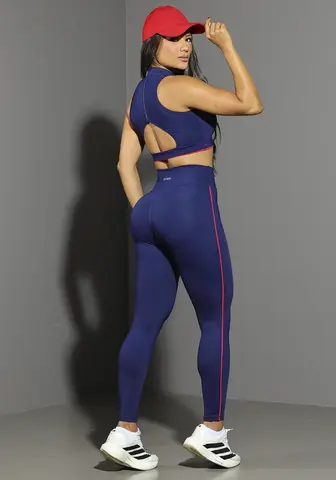 Conjunto Calça E Top Fitness Feminino Com Zíper Pit Bull Jeans
