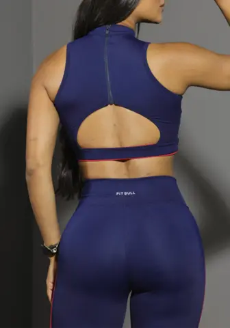 Conjunto Calça E Top Fitness Feminino Com Zíper Pit Bull Jeans