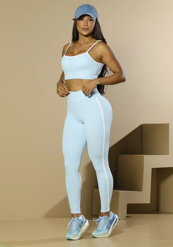 Conjunto Top E Legging Fitness Feminino Com Bojo Removível Pit Bull Jeans
