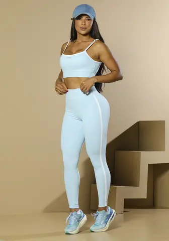 Conjunto Top E Legging Fitness Feminino Com Bojo Removível Pit Bull Jeans