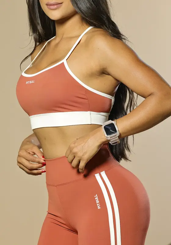 Conjunto Top E Legging Fitness Feminino Com Bojo Removível Pit Bull Jeans