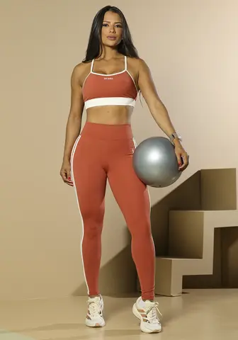 Conjunto Top E Legging Fitness Feminino Com Bojo Removível Pit Bull Jeans