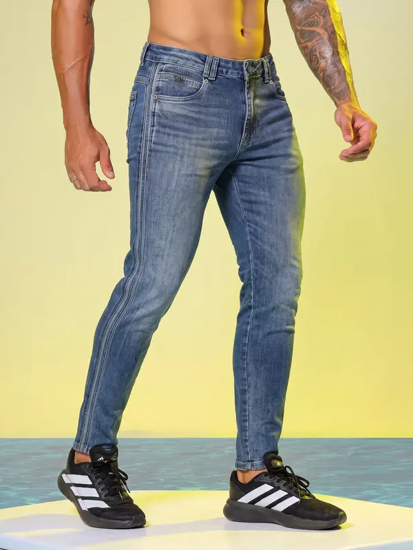 Calça Masculina Jeans Com Recortes Laterais Pit Bull Luxo