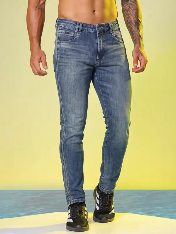 Calça Masculina Jeans Com Recortes Laterais Pit Bull Luxo