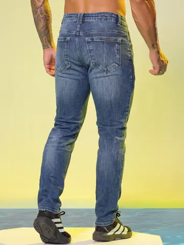 Calça Masculina Jeans Com Recortes Laterais Pit Bull Luxo