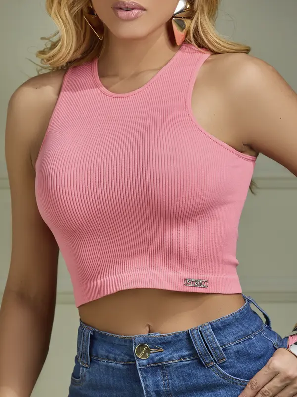 Cropped Regata Feminino Premium Com Strass Pit Bull Jeans Premium