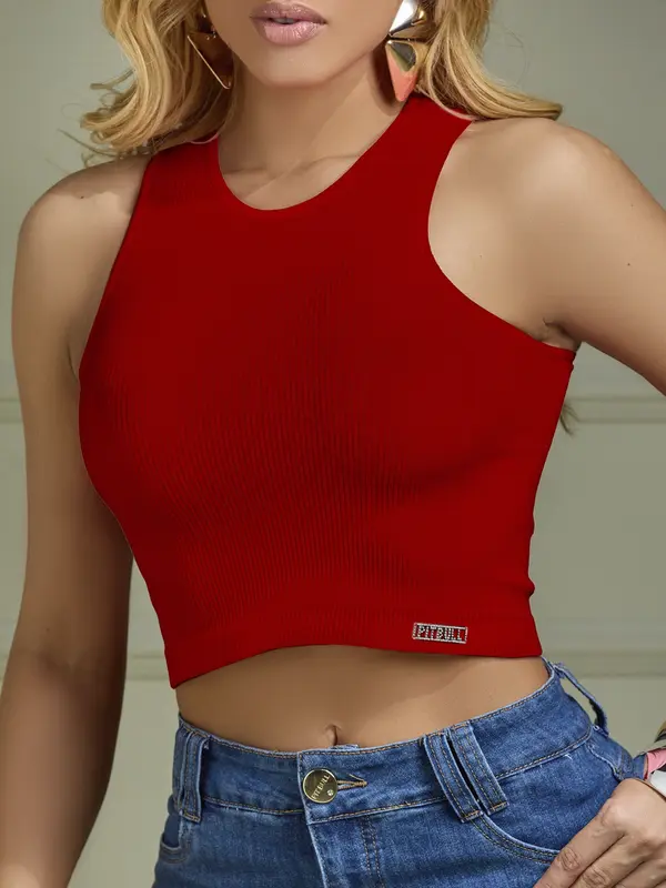 Cropped Regata Feminino Premium Com Strass Pit Bull Jeans Premium