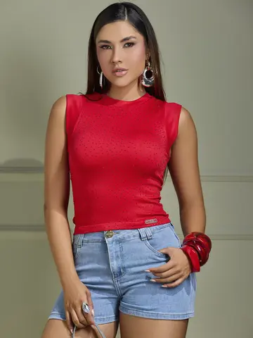 Cropped Conceito Feminino Premium Com Cristais Pit Bull Jeans