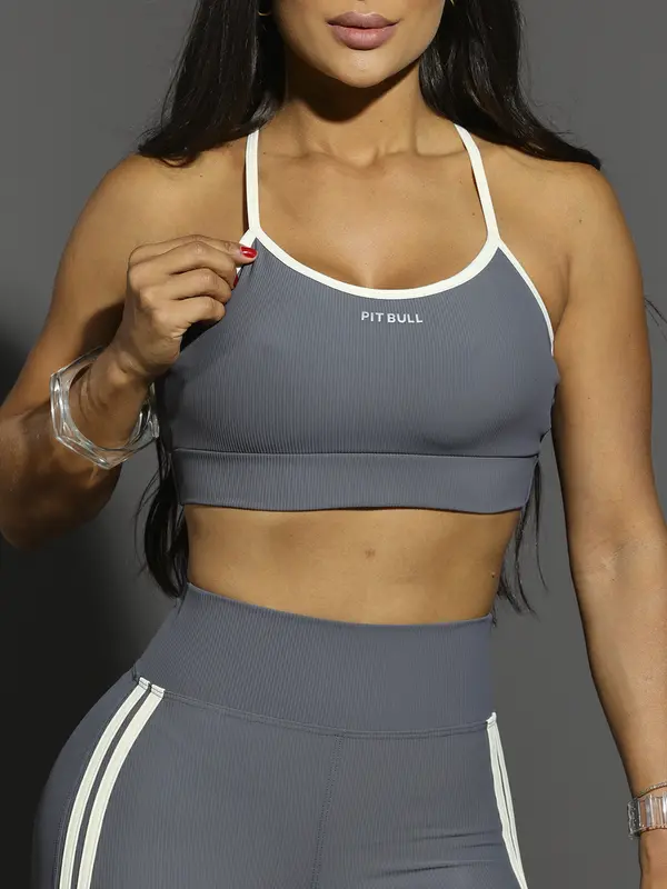 Conjunto Top E Legging Fitness Feminino Com Faixa Pit Bull Jeans