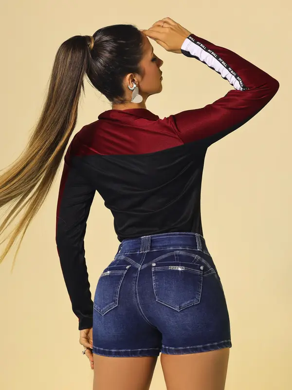 Short Saia com Faixas Frontais e Fivela Pit Bull Jeans Luxo