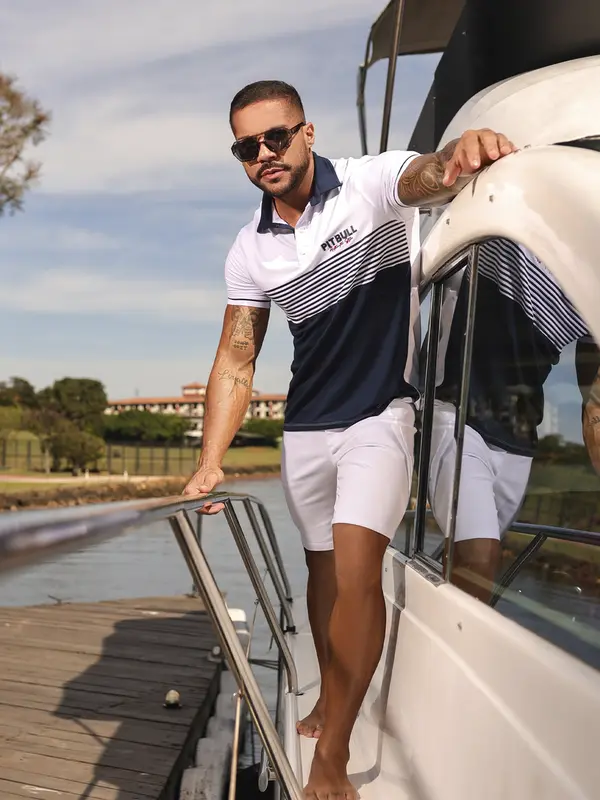 Polo Masculina Autêntica e Estilosa com Estampa em Relevo Pit Bull Jeans Luxo