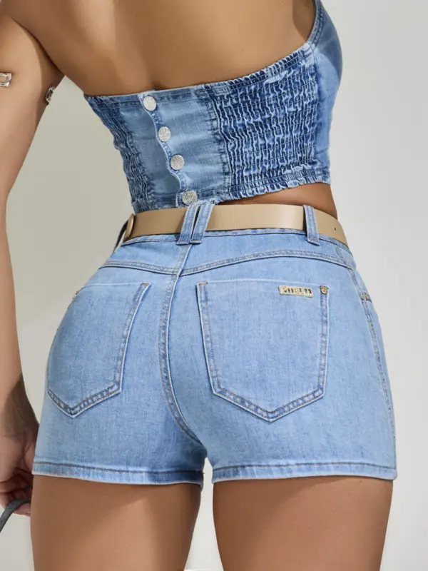 Short Soltinho Feminino Com Cinto Personalizado Pit Bull Jeans Premium