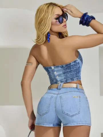 Short Soltinho Feminino Com Cinto Personalizado Pit Bull Jeans Premium
