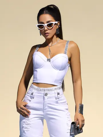 Corset com Bojo Fixo e Amarração nas Costas Pit Bull Jeans Luxo