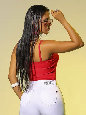 Blusa Sexy com Bojo Fixo e Amarração Frontal Pit Bull Jeans