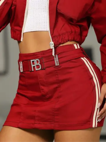 Short Saia Com Cinto E Detalhes Personalizados Pit Bull Jeans Luxo