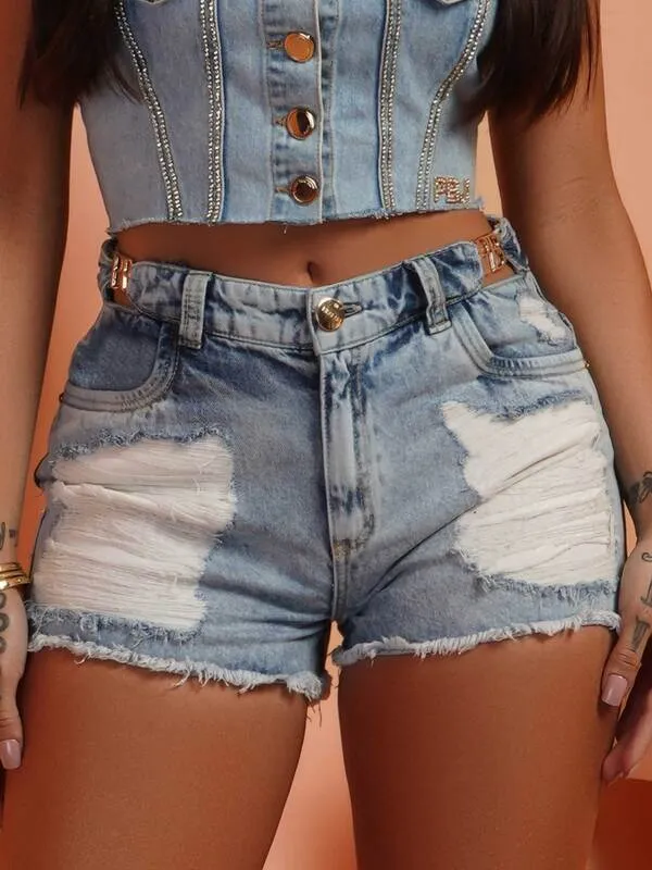 Short jeans feminino fashion claro